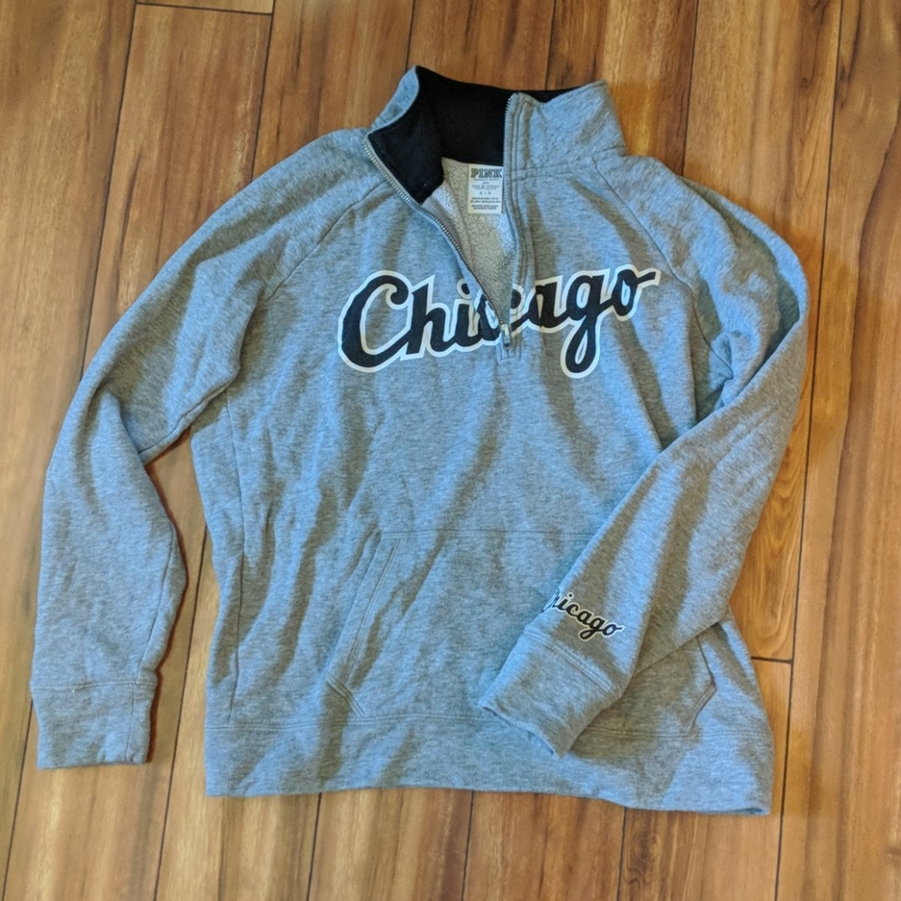 PINK Chicago Baseball Half Zip Size S